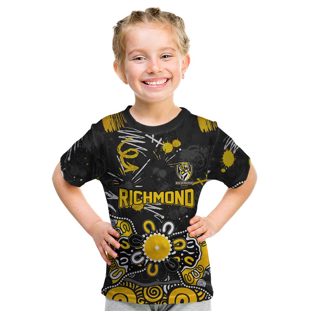Personalized Richmond Tigers Kid T Shirt Aboriginal Dot Painting Graffiti Style