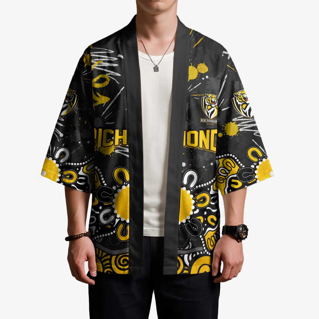 Personalized Richmond Tigers Kimono Aboriginal Dot Painting Graffiti Style