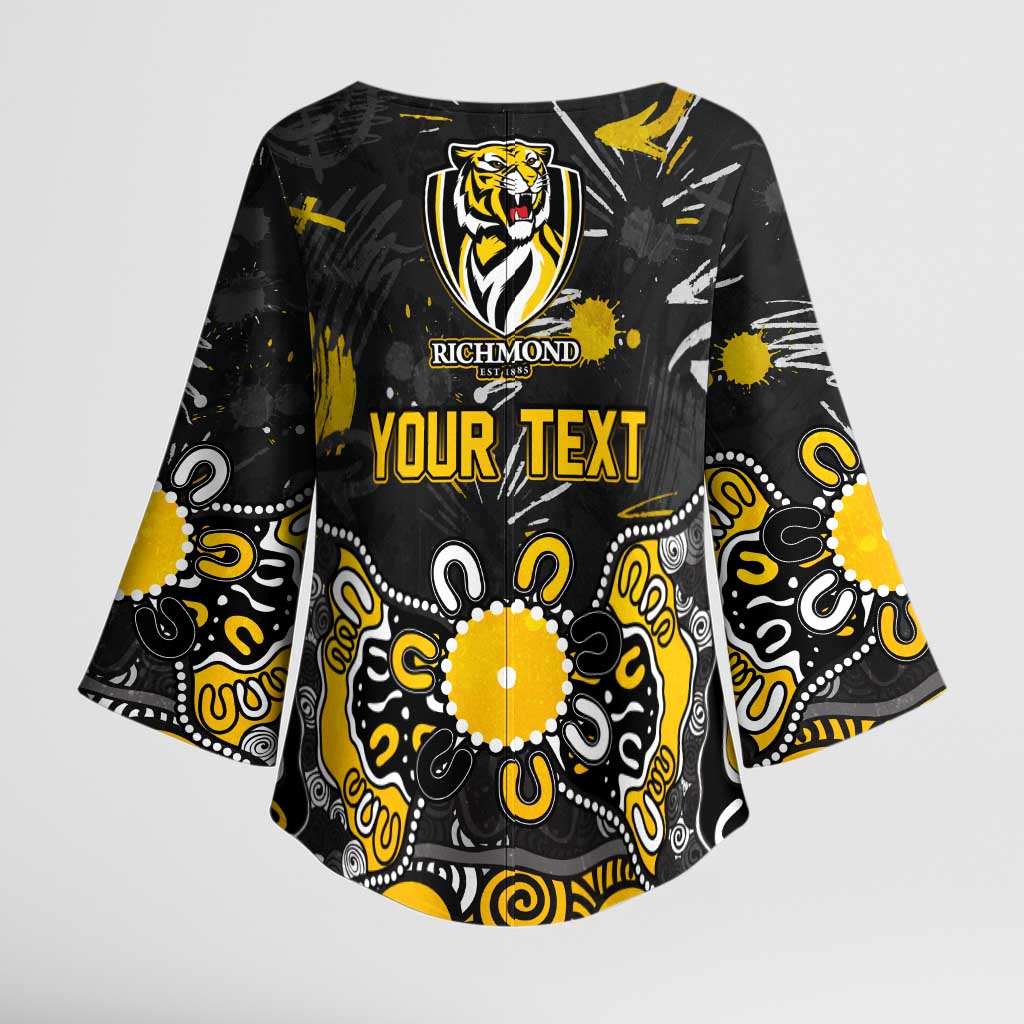 Personalized Richmond Tigers Kimono Sleeve Blouse Aboriginal Dot Painting Graffiti Style