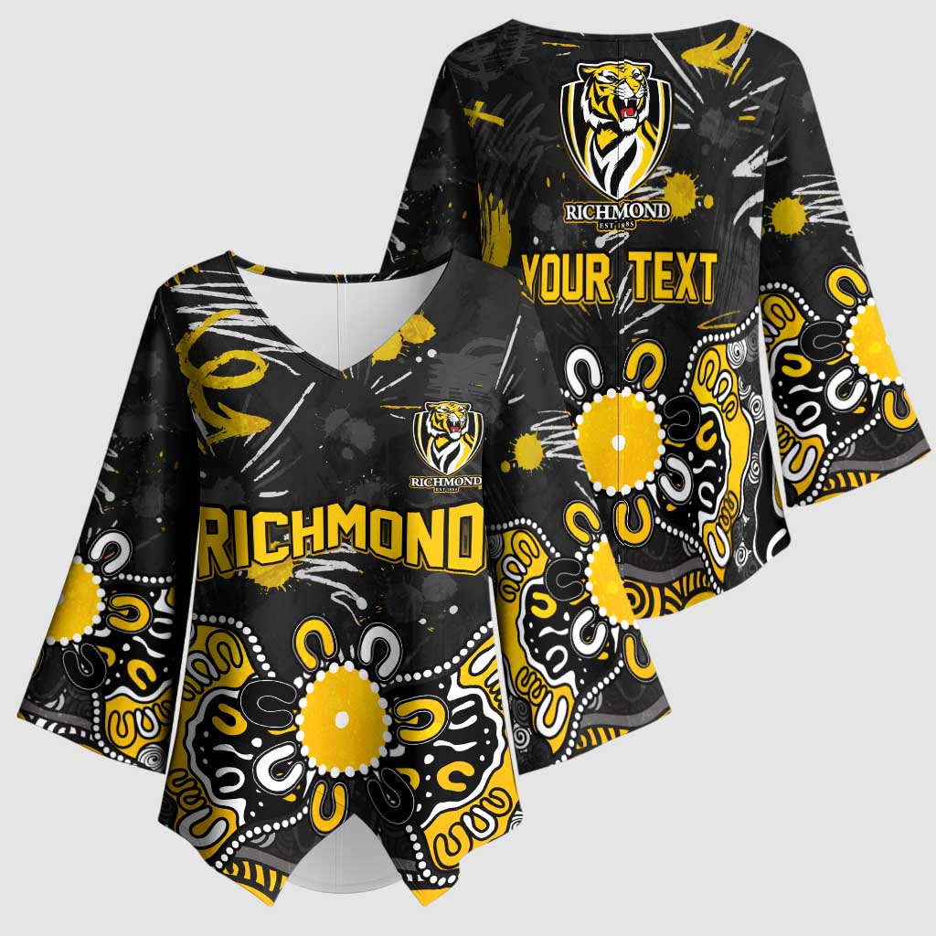 Personalized Richmond Tigers Kimono Sleeve Blouse Aboriginal Dot Painting Graffiti Style