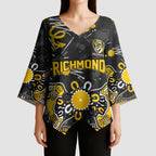 Personalized Richmond Tigers Kimono Sleeve Blouse Aboriginal Dot Painting Graffiti Style
