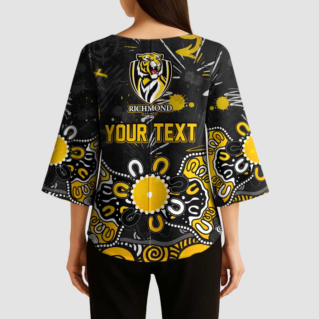 Personalized Richmond Tigers Kimono Sleeve Blouse Aboriginal Dot Painting Graffiti Style