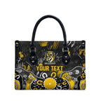 Personalized Richmond Tigers Leather Bag Aboriginal Dot Painting Graffiti Style