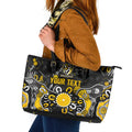 Personalized Richmond Tigers Leather Tote Bag Aboriginal Dot Painting Graffiti Style