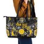 Personalized Richmond Tigers Leather Tote Bag Aboriginal Dot Painting Graffiti Style