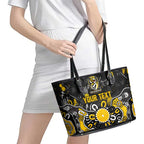 Personalized Richmond Tigers Leather Tote Bag Aboriginal Dot Painting Graffiti Style