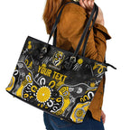 Personalized Richmond Tigers Leather Tote Bag Aboriginal Dot Painting Graffiti Style