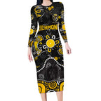 Personalized Richmond Tigers Long Sleeve Bodycon Dress Aboriginal Dot Painting Graffiti Style