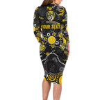 Personalized Richmond Tigers Long Sleeve Bodycon Dress Aboriginal Dot Painting Graffiti Style