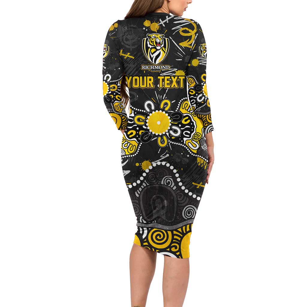 Personalized Richmond Tigers Long Sleeve Bodycon Dress Aboriginal Dot Painting Graffiti Style