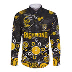 Personalized Richmond Tigers Long Sleeve Button Shirt Aboriginal Dot Painting Graffiti Style