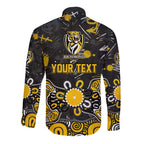 Personalized Richmond Tigers Long Sleeve Button Shirt Aboriginal Dot Painting Graffiti Style