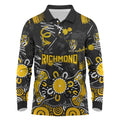 Personalized Richmond Tigers Long Sleeve Polo Shirt Aboriginal Dot Painting Graffiti Style