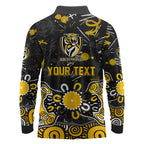 Personalized Richmond Tigers Long Sleeve Polo Shirt Aboriginal Dot Painting Graffiti Style