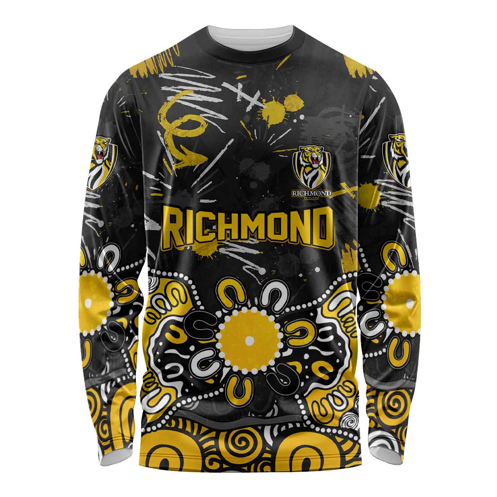 Personalized Richmond Tigers Long Sleeve Shirt Aboriginal Dot Painting Graffiti Style