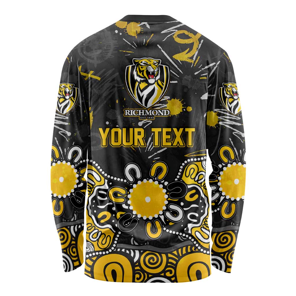 Personalized Richmond Tigers Long Sleeve Shirt Aboriginal Dot Painting Graffiti Style