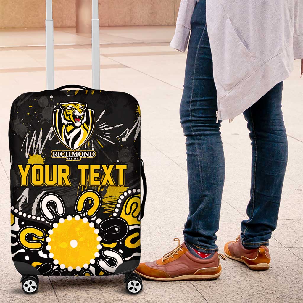 Personalized Richmond Tigers Luggage Cover Aboriginal Dot Painting Graffiti Style