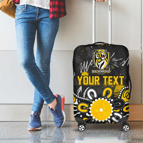 Personalized Richmond Tigers Luggage Cover Aboriginal Dot Painting Graffiti Style