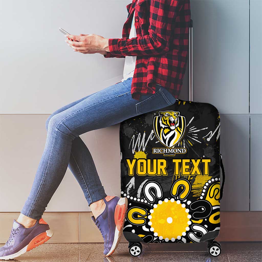 Personalized Richmond Tigers Luggage Cover Aboriginal Dot Painting Graffiti Style