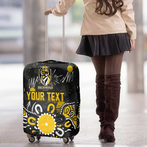 Personalized Richmond Tigers Luggage Cover Aboriginal Dot Painting Graffiti Style
