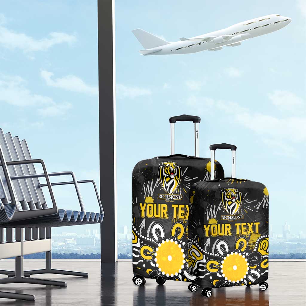 Personalized Richmond Tigers Luggage Cover Aboriginal Dot Painting Graffiti Style