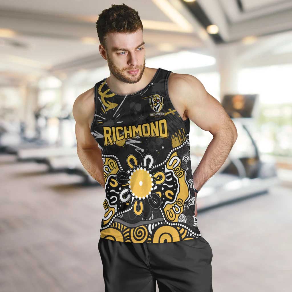Personalized Richmond Tigers Men Tank Top Aboriginal Dot Painting Graffiti Style