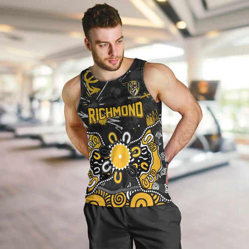 Personalized Richmond Tigers Men Tank Top Aboriginal Dot Painting Graffiti Style
