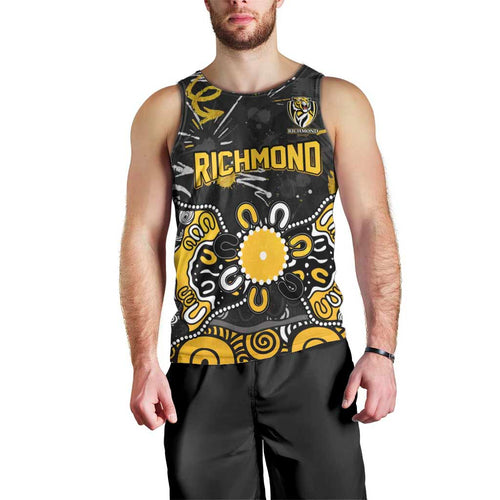 Personalized Richmond Tigers Men Tank Top Aboriginal Dot Painting Graffiti Style