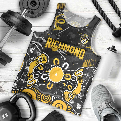 Personalized Richmond Tigers Men Tank Top Aboriginal Dot Painting Graffiti Style