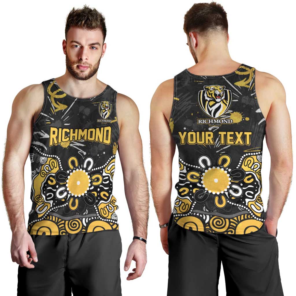 Personalized Richmond Tigers Men Tank Top Aboriginal Dot Painting Graffiti Style