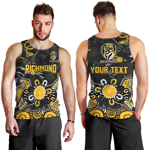 Personalized Richmond Tigers Men Tank Top Aboriginal Dot Painting Graffiti Style