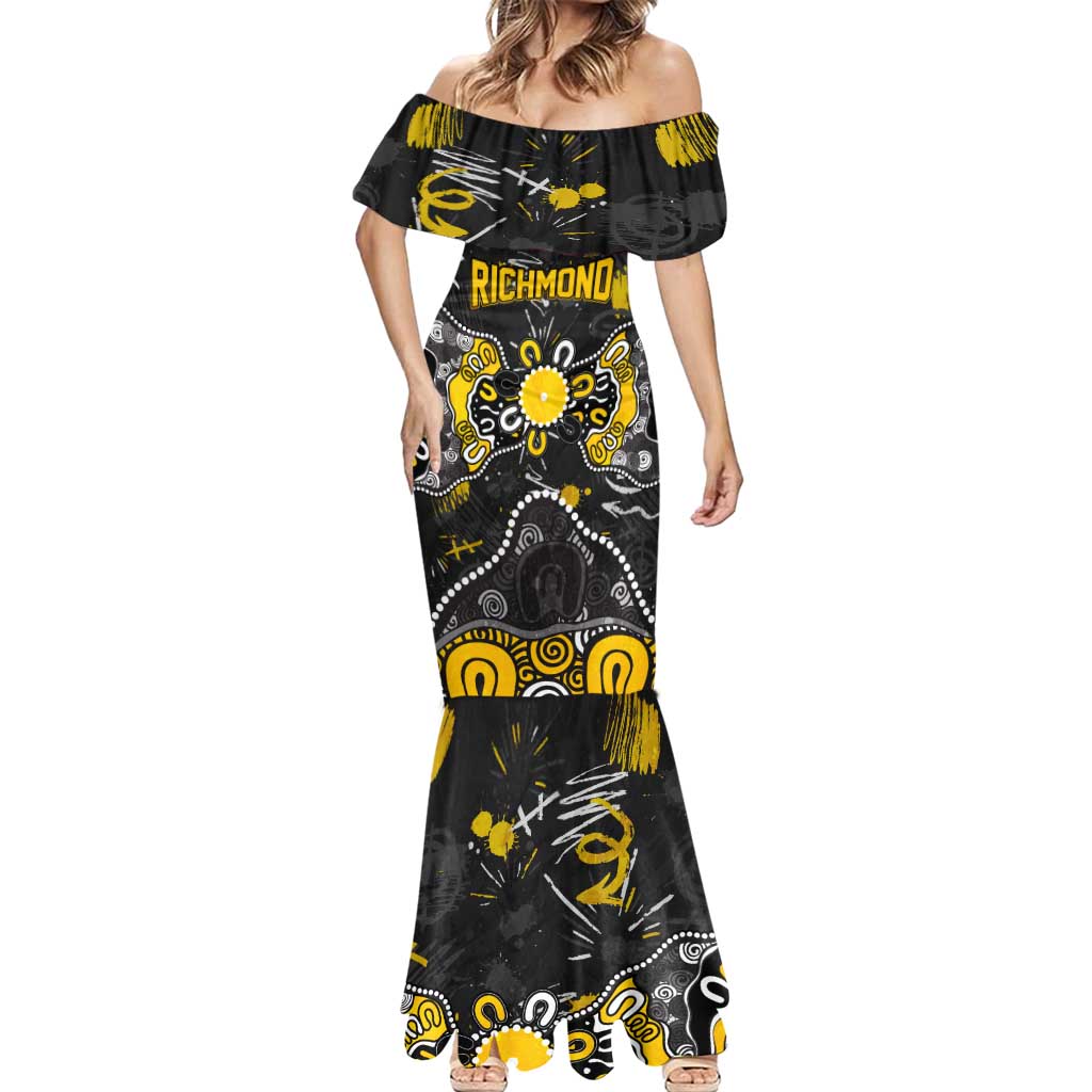 Personalized Richmond Tigers Mermaid Dress Aboriginal Dot Painting Graffiti Style