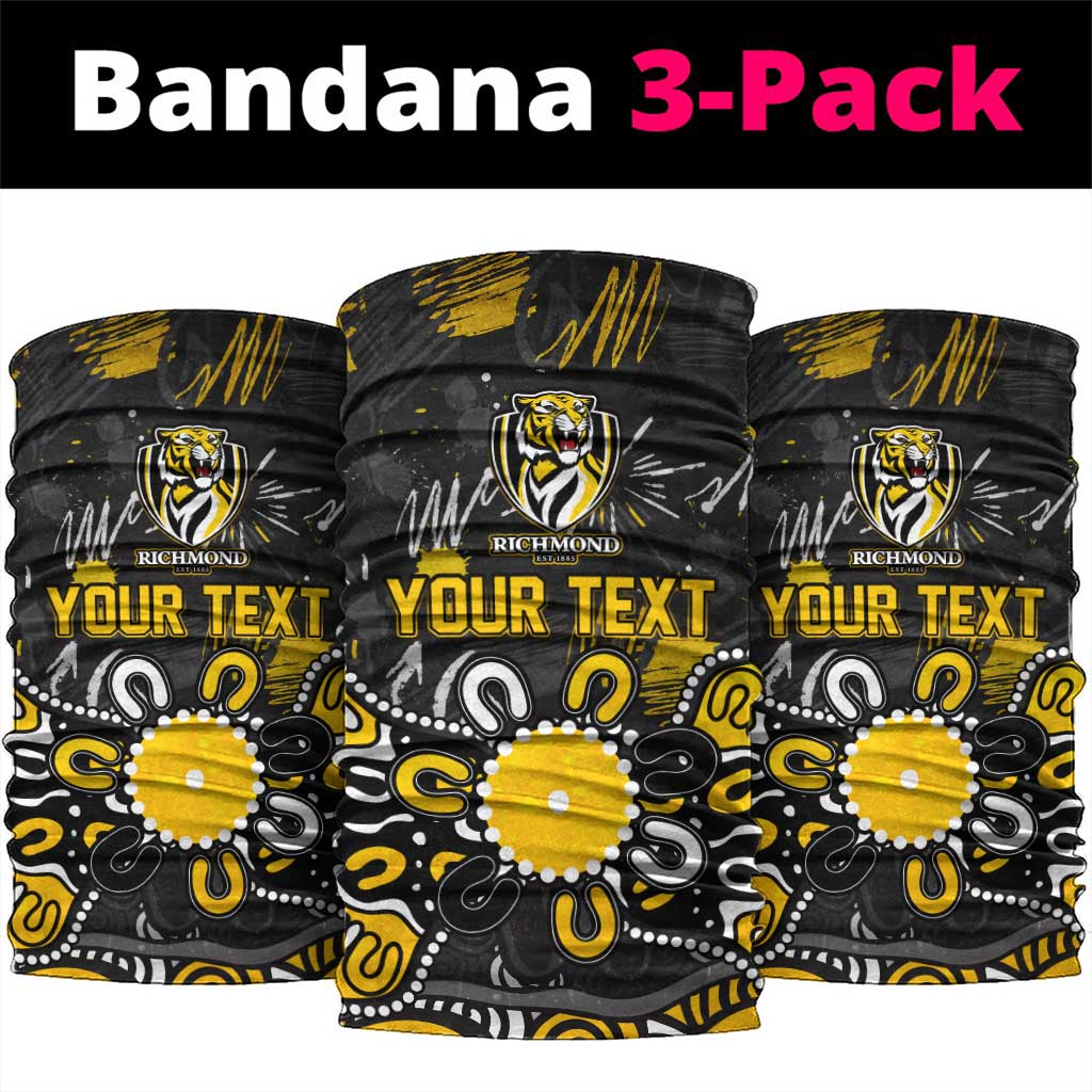 Personalized Richmond Tigers Neck Gaiter Aboriginal Dot Painting Graffiti Style