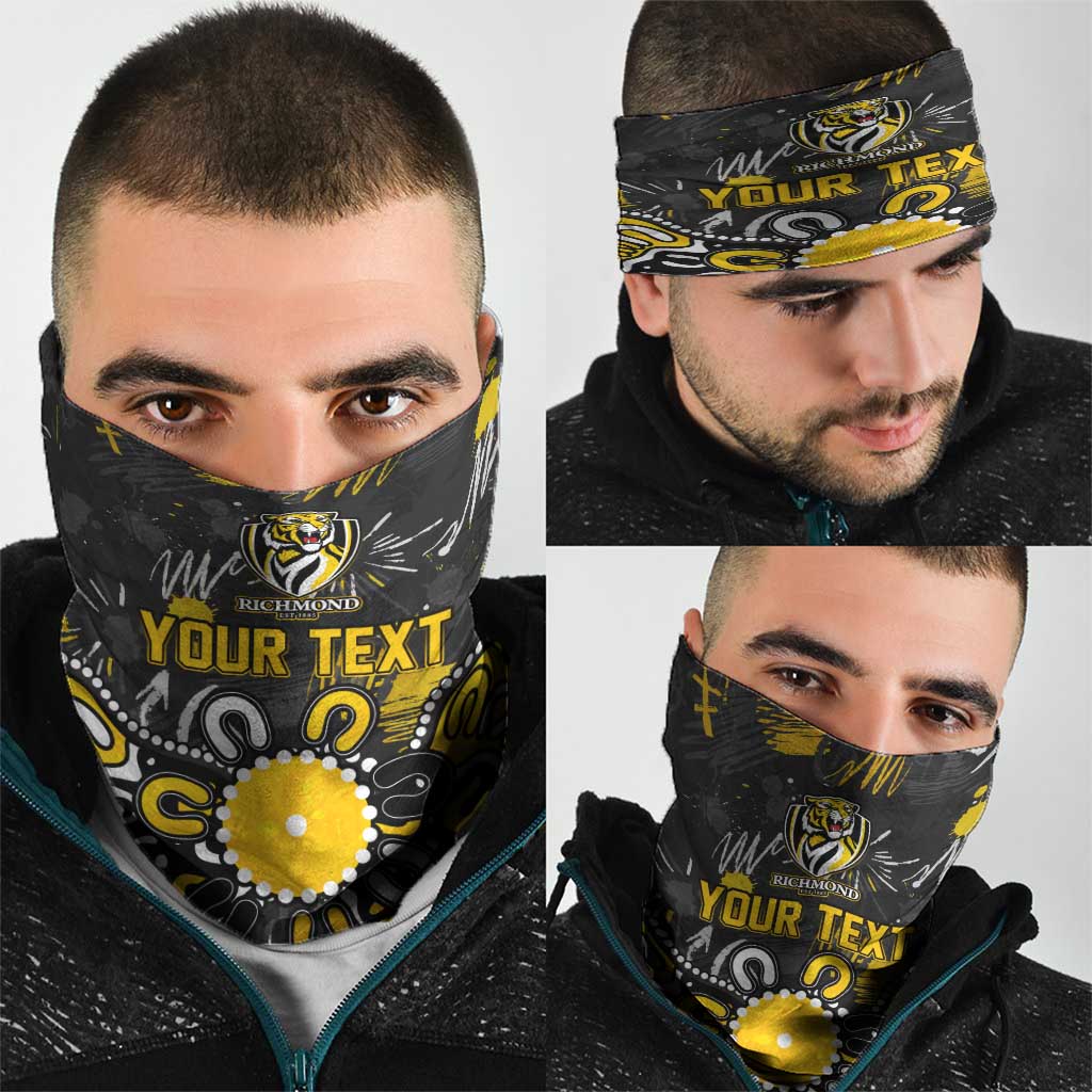 Personalized Richmond Tigers Neck Gaiter Aboriginal Dot Painting Graffiti Style