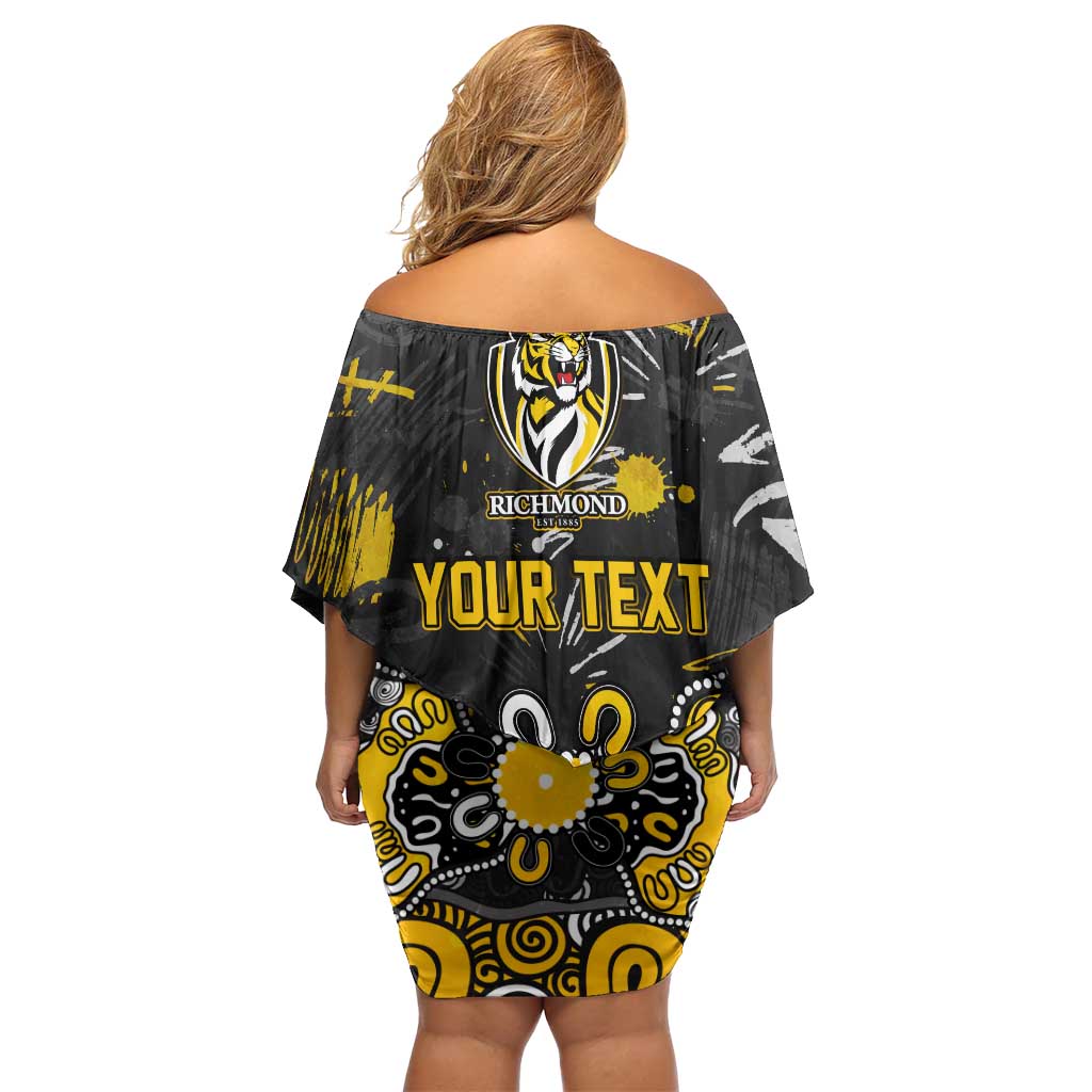 Personalized Richmond Tigers Off Shoulder Short Dress Aboriginal Dot Painting Graffiti Style
