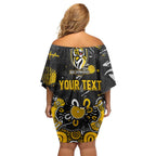 Personalized Richmond Tigers Off Shoulder Short Dress Aboriginal Dot Painting Graffiti Style