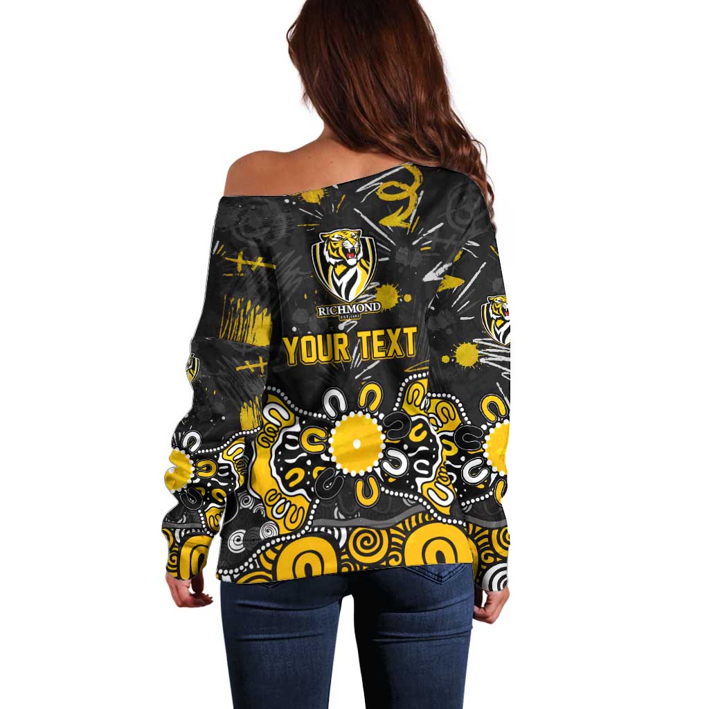 Personalized Richmond Tigers Off Shoulder Sweater Aboriginal Dot Painting Graffiti Style