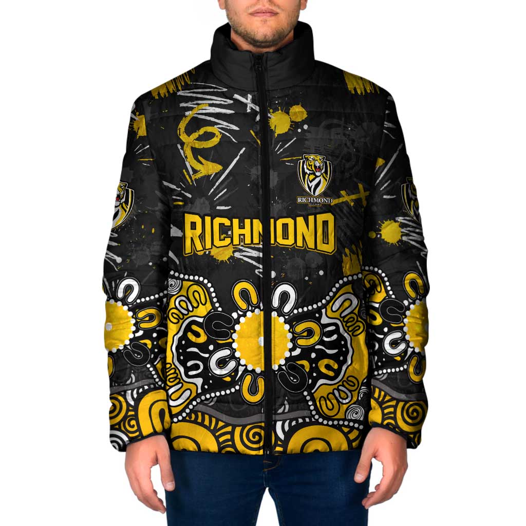 Personalized Richmond Tigers Padded Jacket Aboriginal Dot Painting Graffiti Style