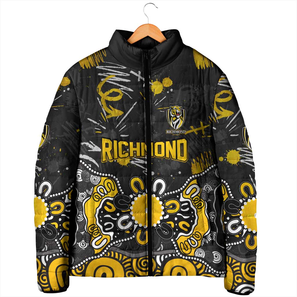 Personalized Richmond Tigers Padded Jacket Aboriginal Dot Painting Graffiti Style