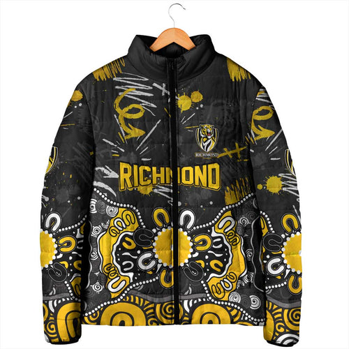 Personalized Richmond Tigers Padded Jacket Aboriginal Dot Painting Graffiti Style