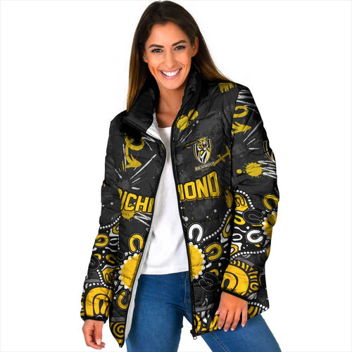 Personalized Richmond Tigers Padded Jacket Aboriginal Dot Painting Graffiti Style