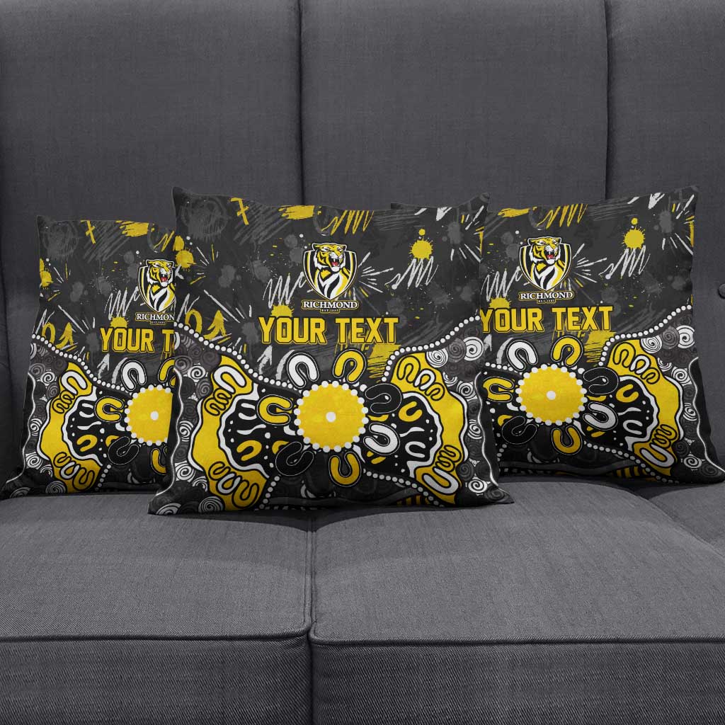 Personalized Richmond Tigers Pillow Cover Aboriginal Dot Painting Graffiti Style