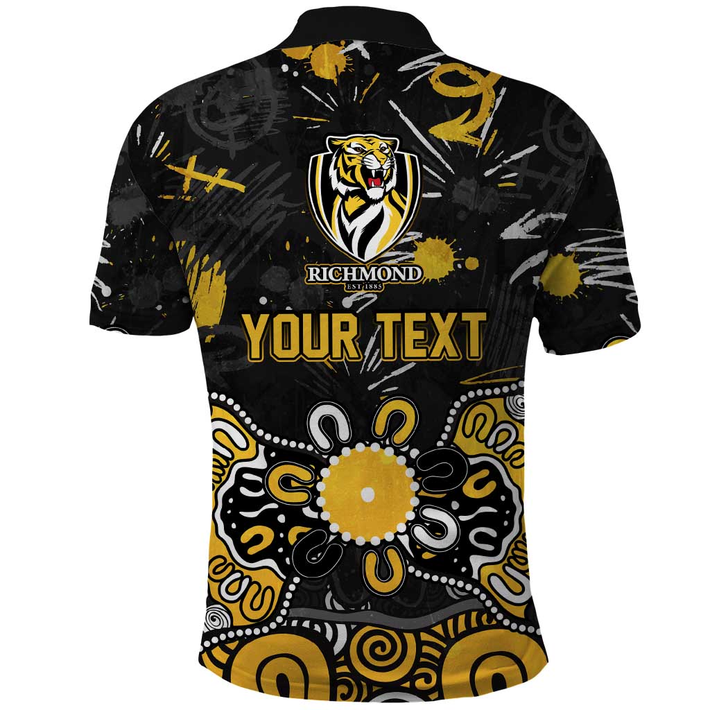 Personalized Richmond Tigers Polo Shirt Aboriginal Dot Painting Graffiti Style