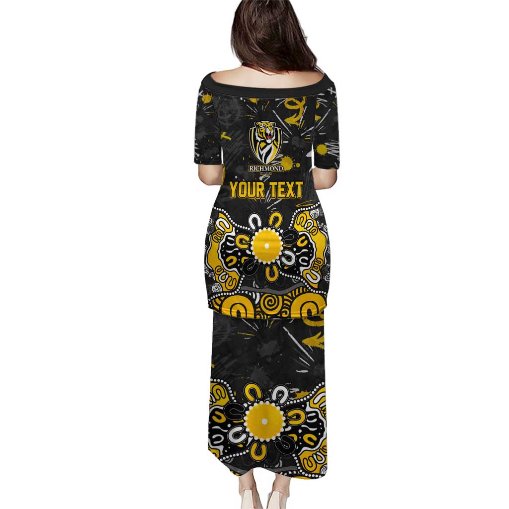 Personalized Richmond Tigers Puletasi Aboriginal Dot Painting Graffiti Style