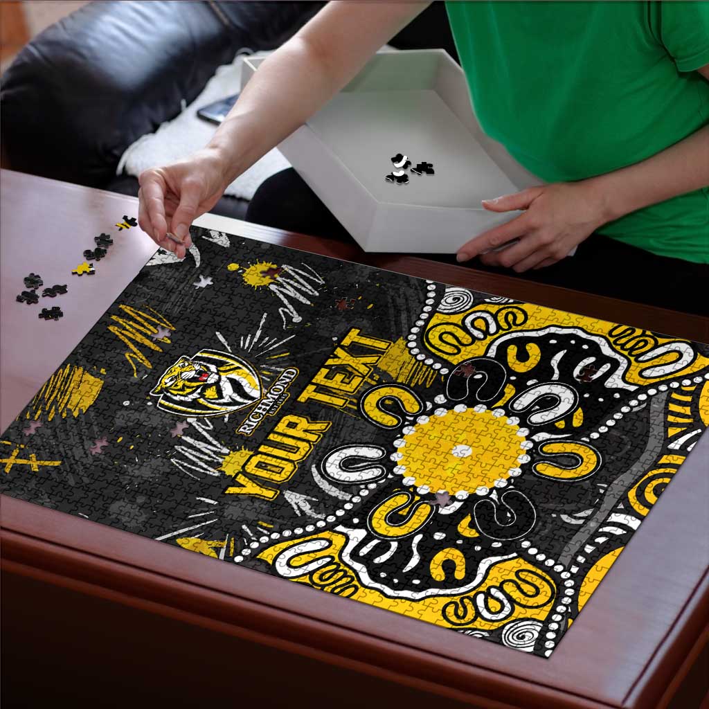 Personalized Richmond Tigers Puzzle Aboriginal Dot Painting Graffiti Style