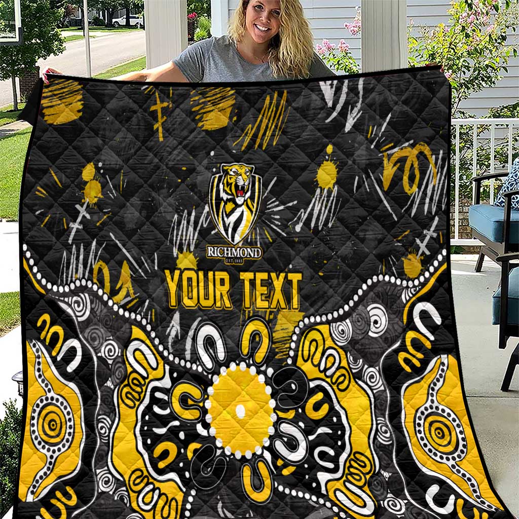 Personalized Richmond Tigers Quilt Aboriginal Dot Painting Graffiti Style