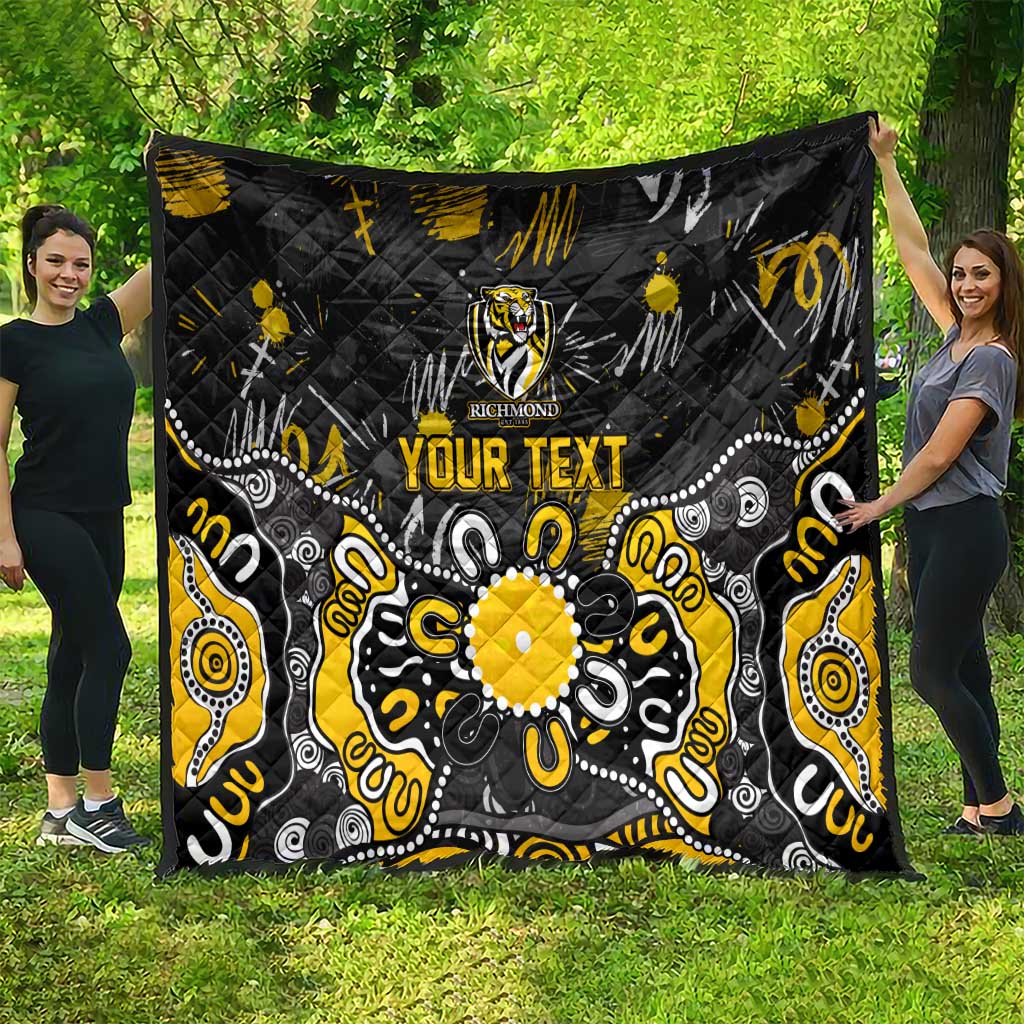 Personalized Richmond Tigers Quilt Aboriginal Dot Painting Graffiti Style