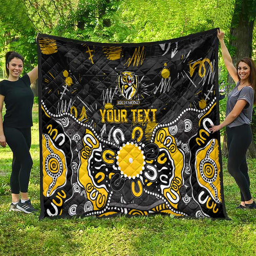 Personalized Richmond Tigers Quilt Aboriginal Dot Painting Graffiti Style