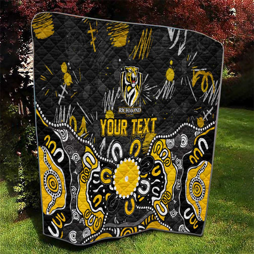 Personalized Richmond Tigers Quilt Aboriginal Dot Painting Graffiti Style