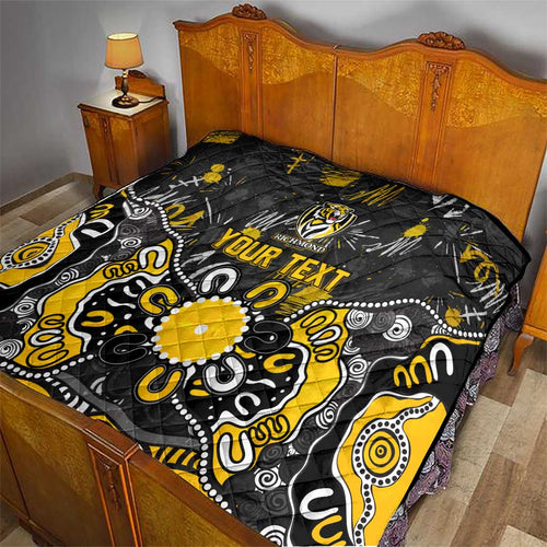 Personalized Richmond Tigers Quilt Aboriginal Dot Painting Graffiti Style